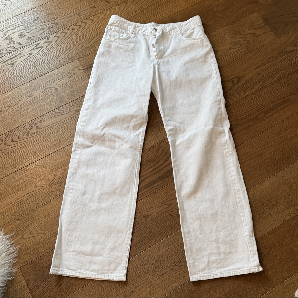 Zara White Wide-Leg Women's Jeans - Size 10